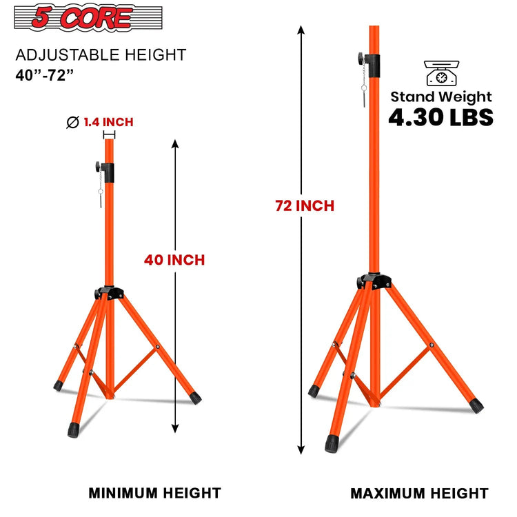 5 Core Speaker Stand Pair Height Adjustable PA DJ Tripod Studio Monitor Stands w 35mm Insert - HONORABLE VETERANS SOLUTIONS