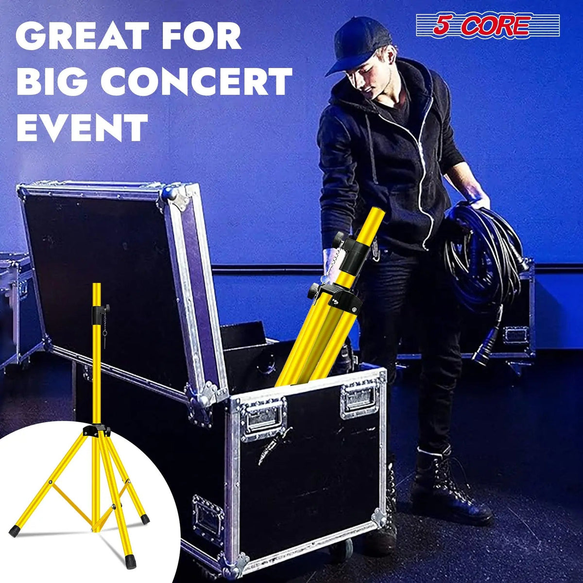 5 Core Speaker Stand Pair Height Adjustable PA DJ Tripod Studio Monitor Stands w 35mm Insert - HONORABLE VETERANS SOLUTIONS