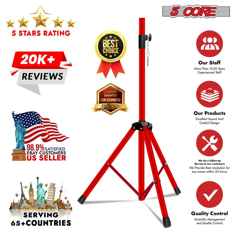5 Core Speaker Stand Pair Height Adjustable PA DJ Tripod Studio Monitor Stands w 35mm Insert - HONORABLE VETERANS SOLUTIONS