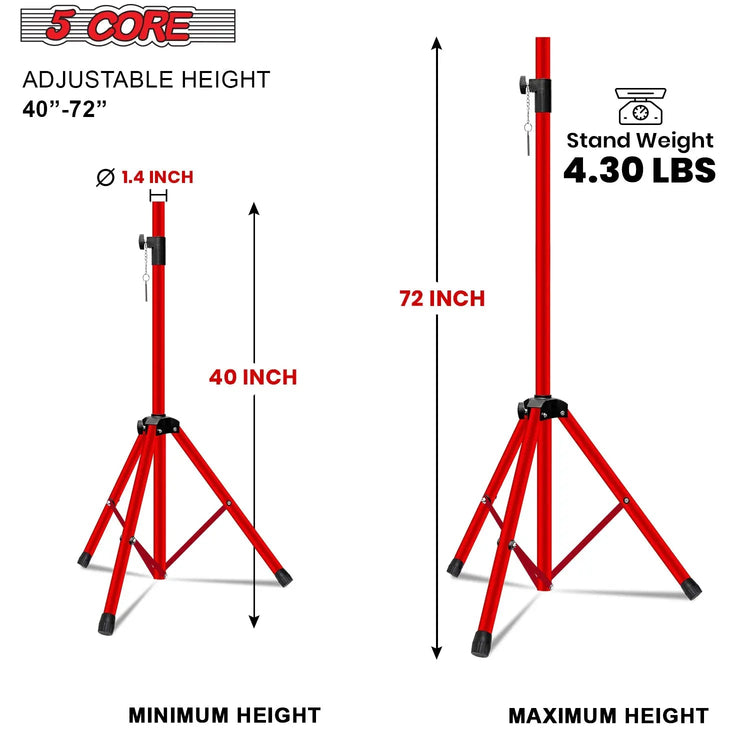 5 Core Speaker Stand Pair Height Adjustable PA DJ Tripod Studio Monitor Stands w 35mm Insert - HONORABLE VETERANS SOLUTIONS