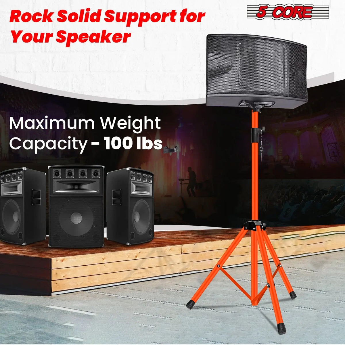 5 Core Speaker Stand Pair Height Adjustable PA DJ Tripod Studio Monitor Stands w 35mm Insert - HONORABLE VETERANS SOLUTIONS