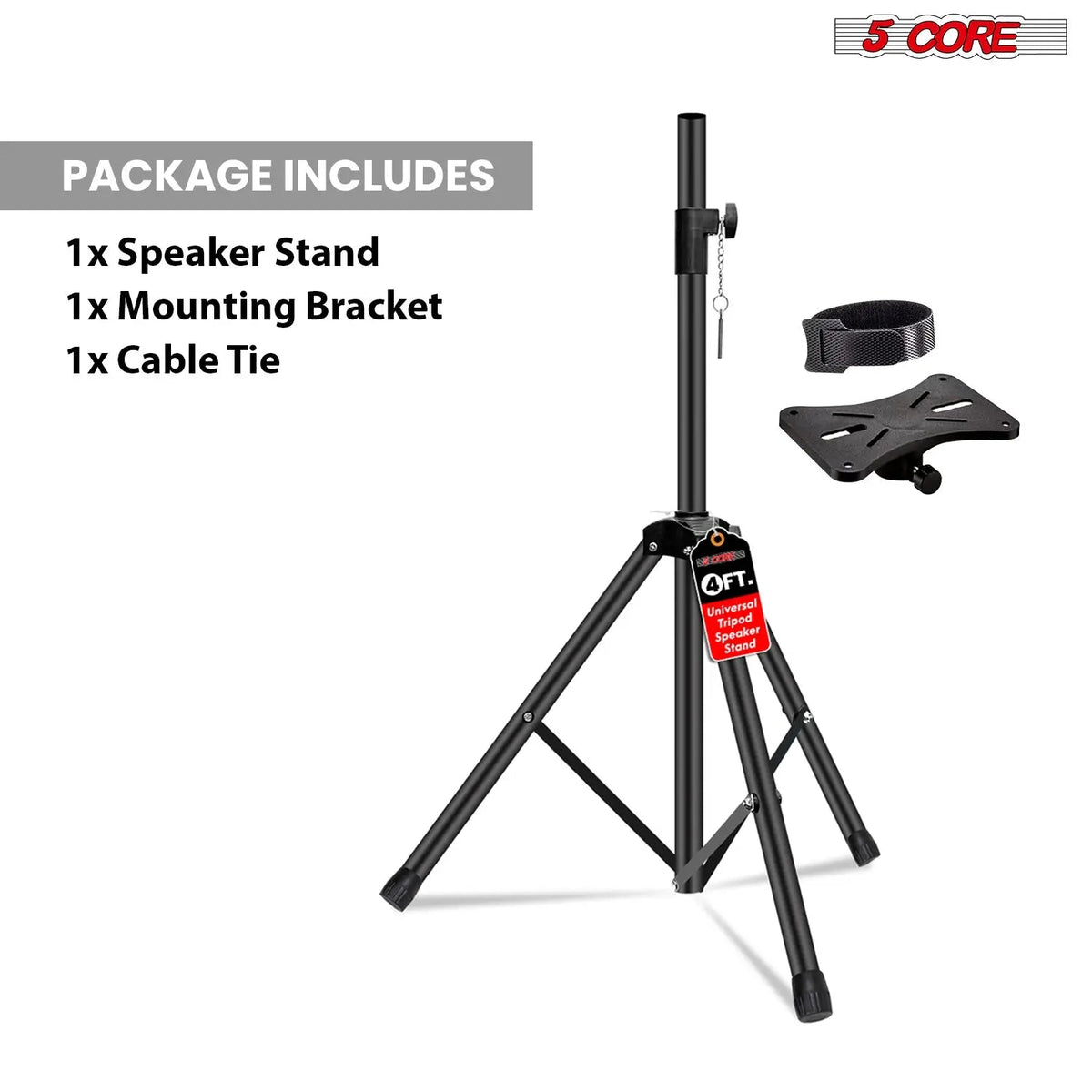 5 Core Speaker Stand Tripod Heavy Duty Adjustable 48" Universal Mount for PA DJ Studio - HONORABLE VETERANS SOLUTIONS