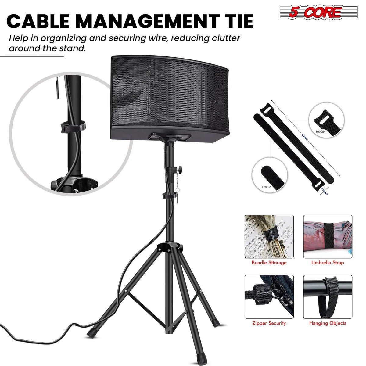 5 Core Speaker Stand Tripod Heavy Duty Adjustable 48" Universal Mount for PA DJ Studio - HONORABLE VETERANS SOLUTIONS