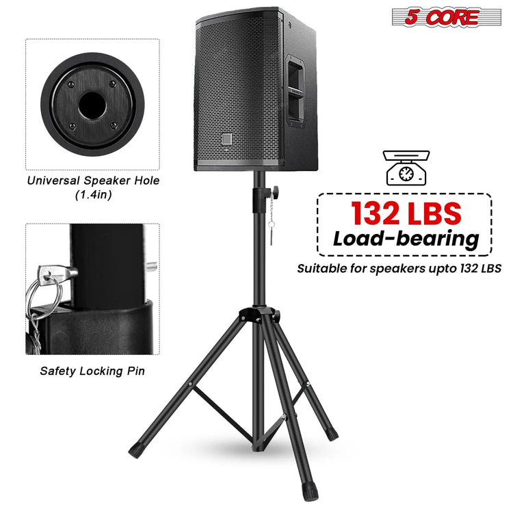 5 Core Speaker Stand Tripod Heavy Duty Adjustable 48" Universal Mount for PA DJ Studio - HONORABLE VETERANS SOLUTIONS