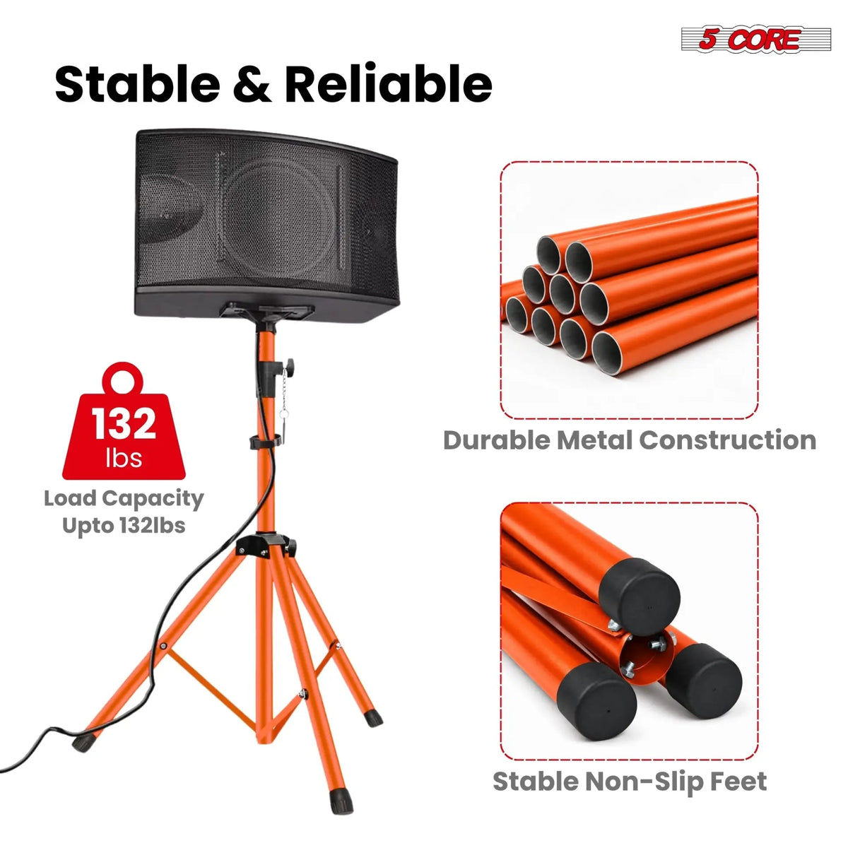 5 Core Speaker Stand Tripod Heavy Duty Adjustable 72" Universal Mount for PA DJ Studio - HONORABLE VETERANS SOLUTIONS