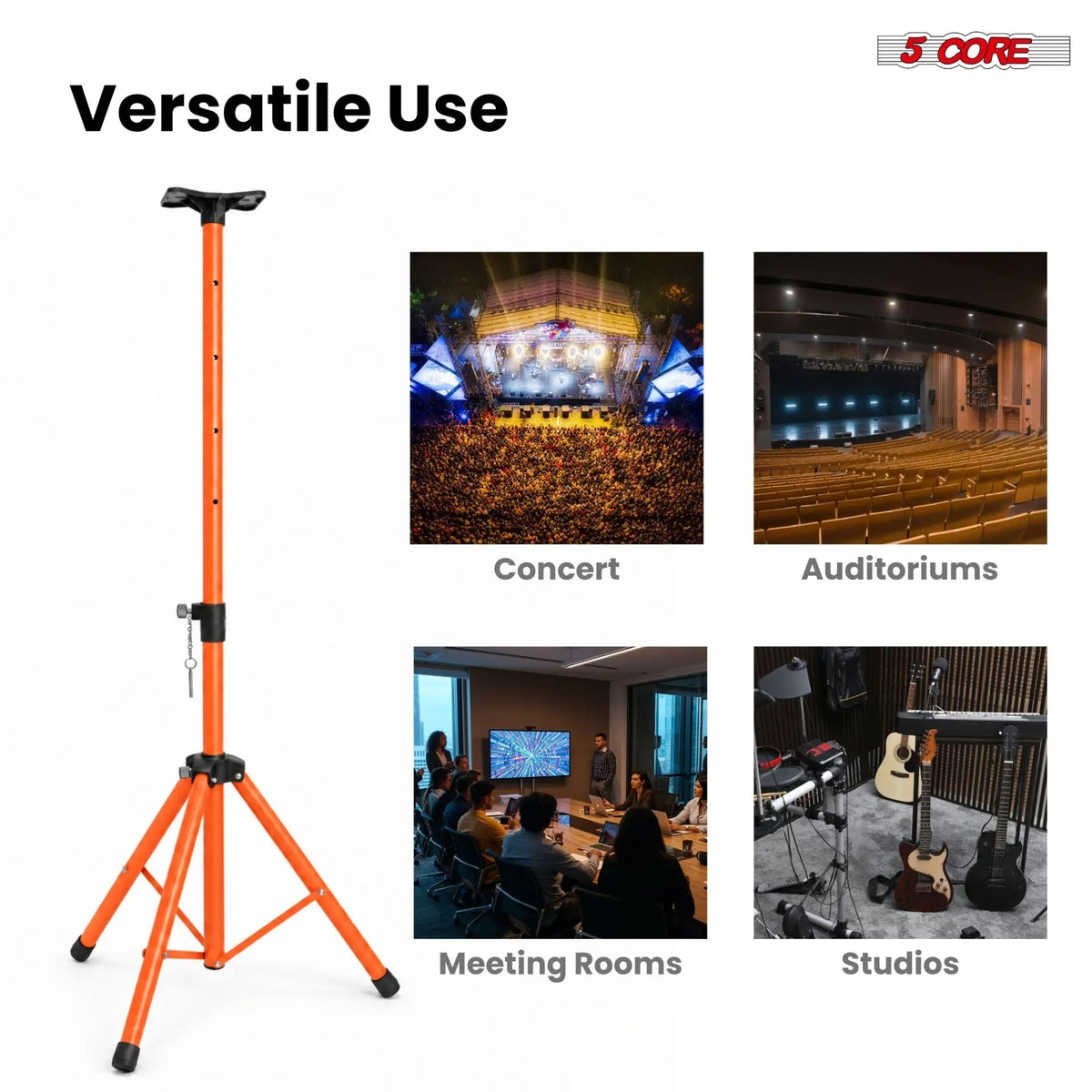 5 Core Speaker Stand Tripod Heavy Duty Adjustable 72" Universal Mount for PA DJ Studio - HONORABLE VETERANS SOLUTIONS