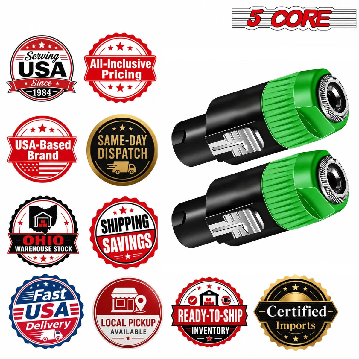 5 Core Speakon Adapter High Quality Audio Jack Male Audio Pin Speaker Adapter Connector - HONORABLE VETERANS SOLUTIONS