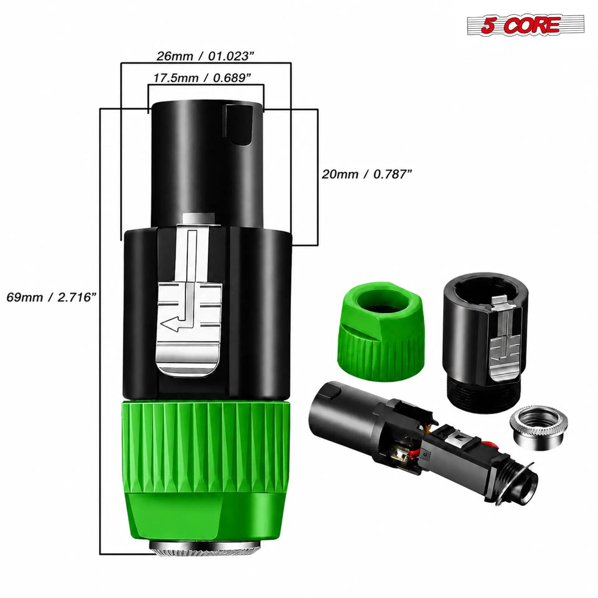 5 Core Speakon Adapter High Quality Audio Jack Male Audio Pin Speaker Adapter Connector - HONORABLE VETERANS SOLUTIONS