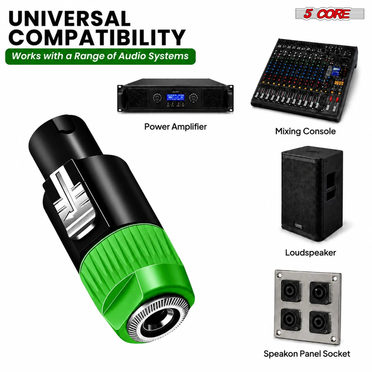 5 Core Speakon Adapter High Quality Audio Jack Male Audio Pin Speaker Adapter Connector - HONORABLE VETERANS SOLUTIONS