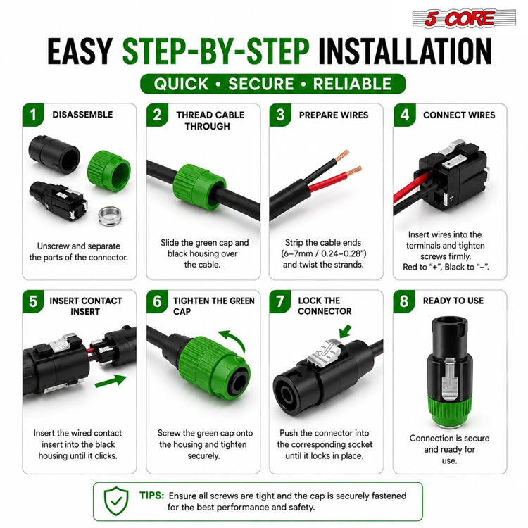 5 Core Speakon Adapter High Quality Audio Jack Male Audio Pin Speaker Adapter Connector - HONORABLE VETERANS SOLUTIONS
