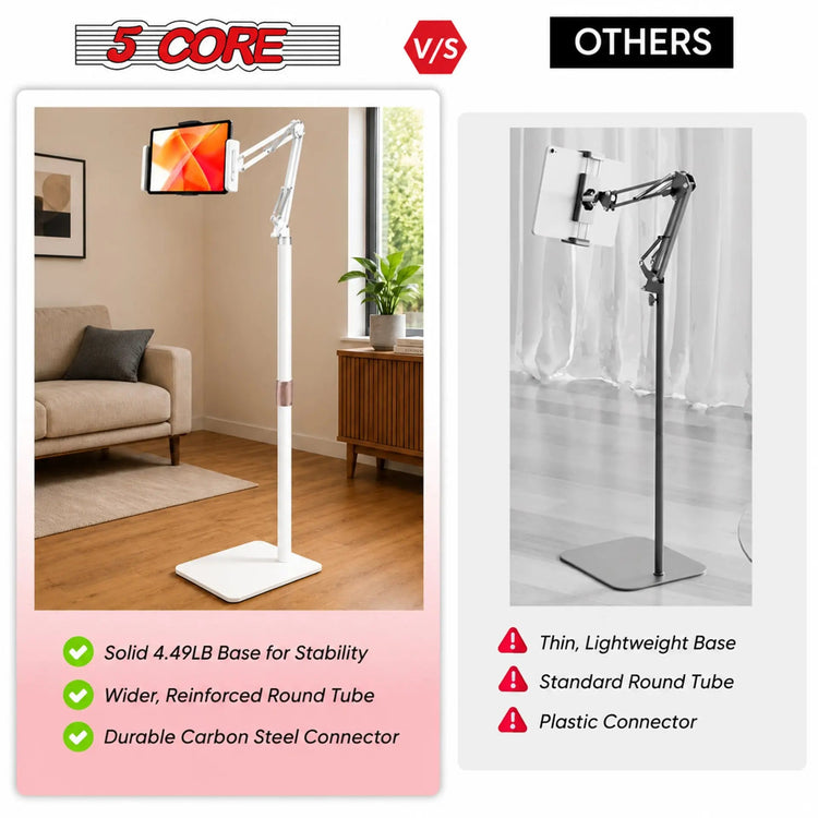 5 Core Tablet Floor Stand 360° Rotatable Adjustable Overhead Universal Bed Phone iPad Stand - HONORABLE VETERANS SOLUTIONS