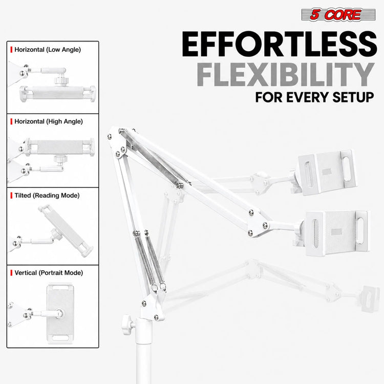 5 Core Tablet Floor Stand 360° Rotatable Adjustable Overhead Universal Bed Phone iPad Stand - HONORABLE VETERANS SOLUTIONS