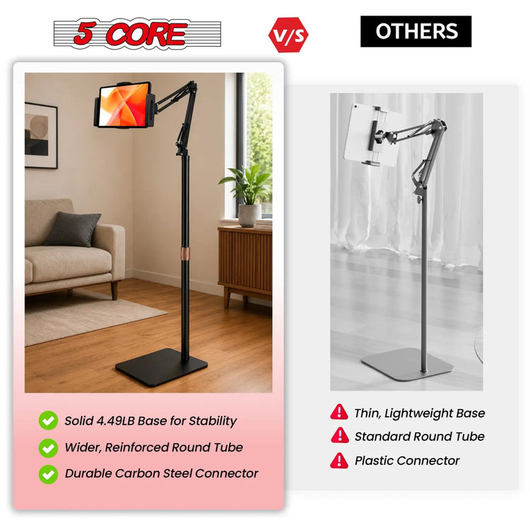 5 Core Tablet Floor Stand 360° Rotatable Adjustable Overhead Universal Bed Phone iPad Stand - HONORABLE VETERANS SOLUTIONS