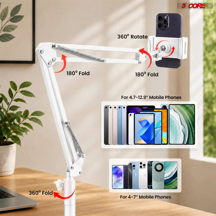 5 Core Tablet Floor Stand 360° Rotatable Adjustable Overhead Universal Bed Phone iPad Stand - HONORABLE VETERANS SOLUTIONS