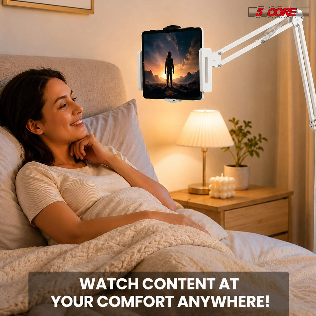 5 Core Tablet Floor Stand 360° Rotatable Adjustable Overhead Universal Bed Phone iPad Stand - HONORABLE VETERANS SOLUTIONS