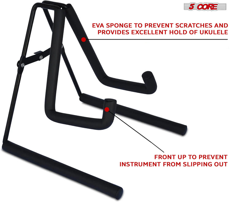5 Core Ukulele Stand A Frame Metal Body w Soft Padded Arms Support Banjo Ukuleles Mini Guitar Violin - HONORABLE VETERANS SOLUTIONS