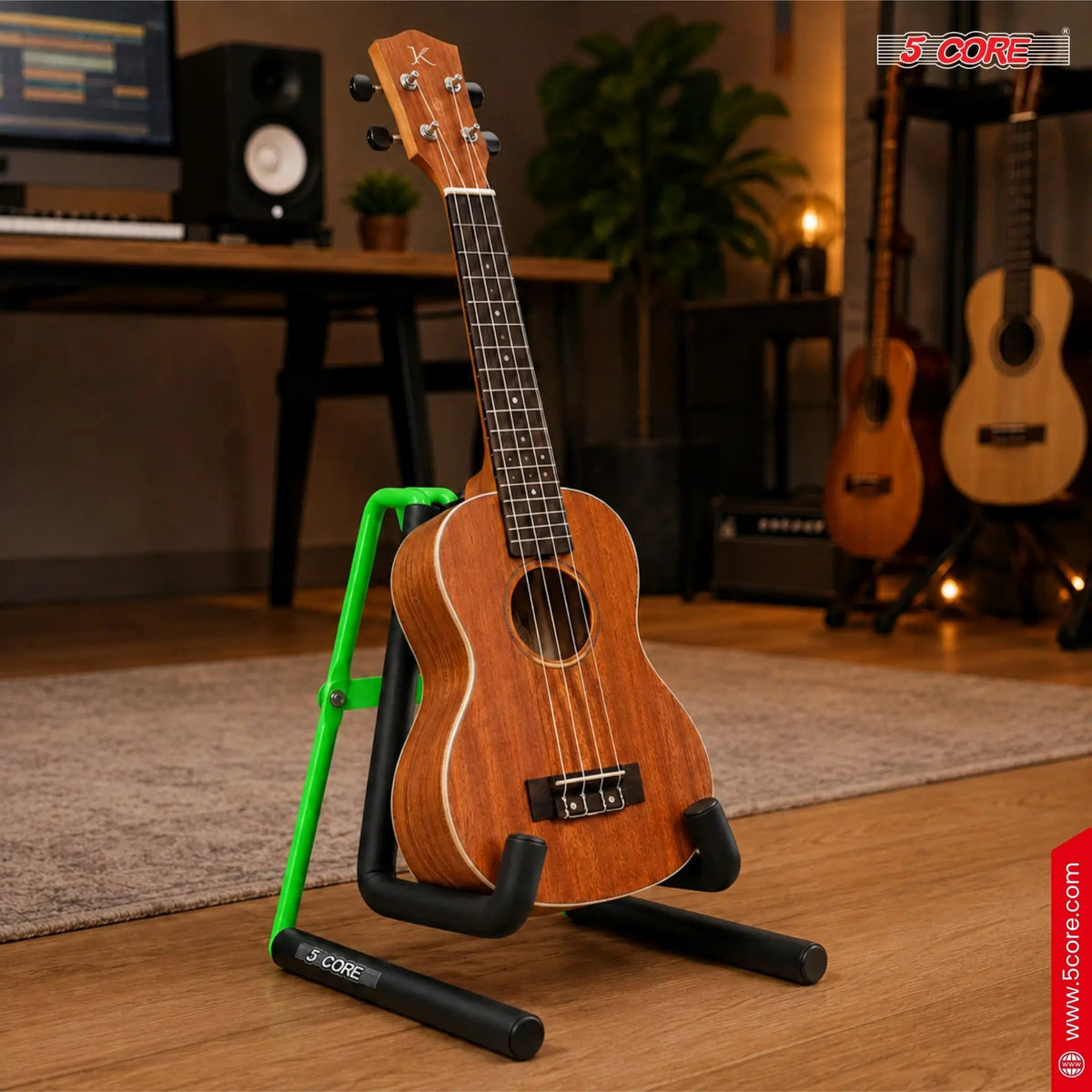 5 Core Ukulele Stand A Frame Metal Body w Soft Padded Arms Support Banjo Ukuleles Mini Guitar Violin Green - HONORABLE VETERANS SOLUTIONS