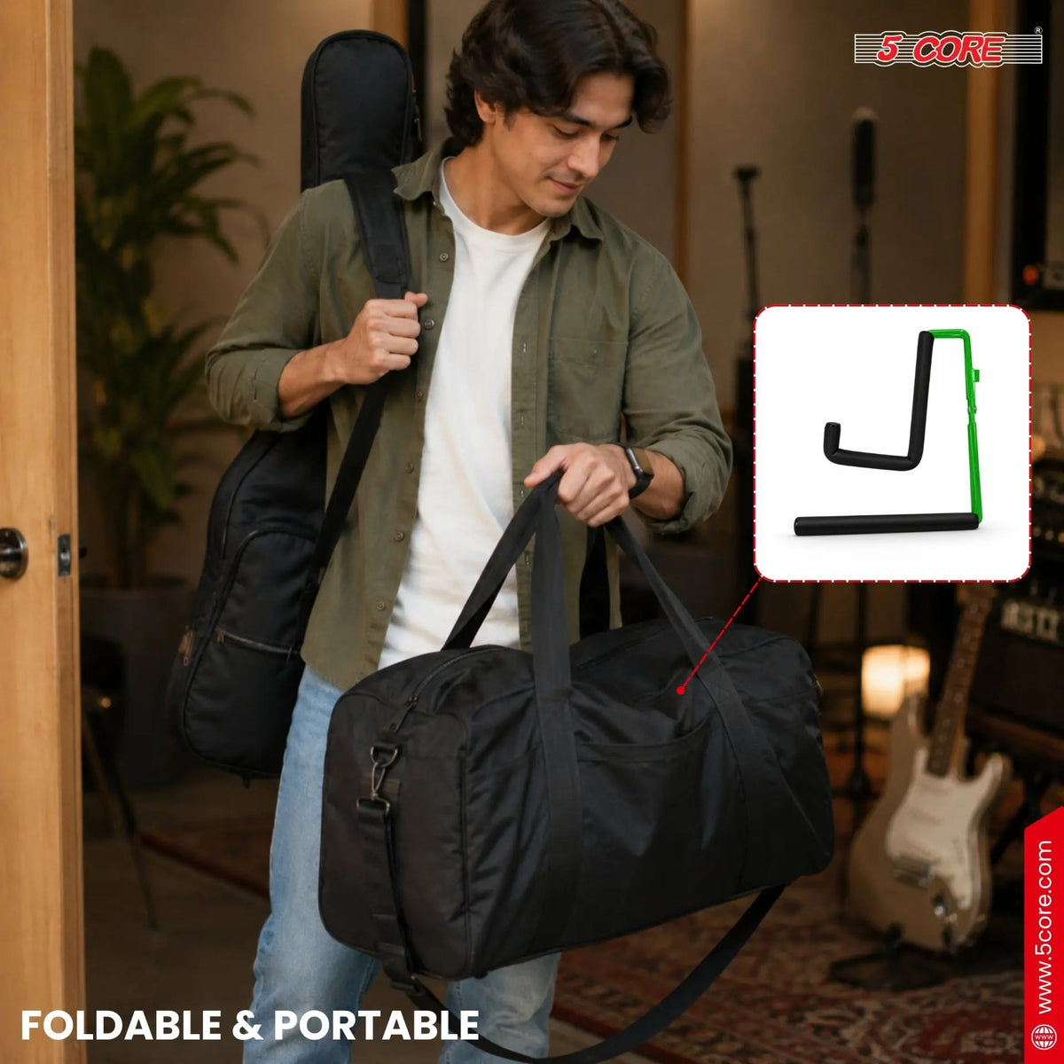 5 Core Ukulele Stand A Frame Metal Body w Soft Padded Arms Support Banjo Ukuleles Mini Guitar Violin Green - HONORABLE VETERANS SOLUTIONS