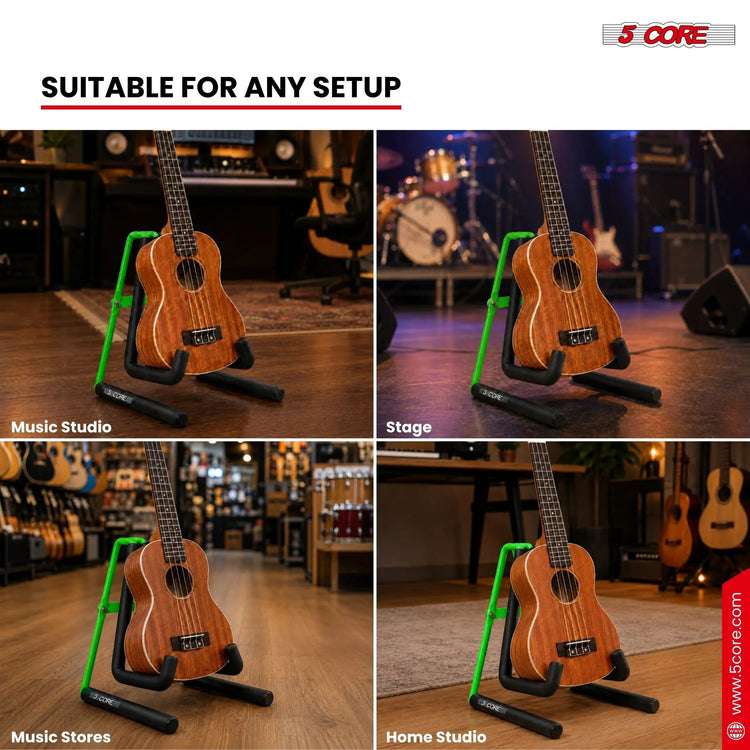 5 Core Ukulele Stand A Frame Metal Body w Soft Padded Arms Support Banjo Ukuleles Mini Guitar Violin Green - HONORABLE VETERANS SOLUTIONS