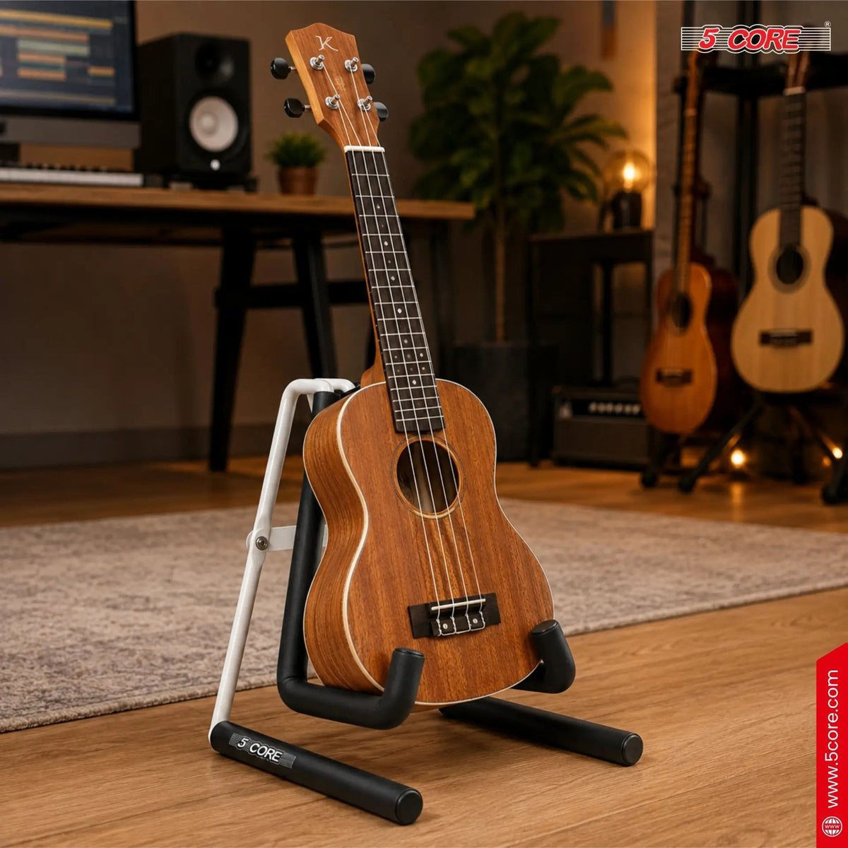 5 Core Ukulele Stand A Frame Metal Body w Soft Padded Arms Support Banjo Ukuleles Mini Guitar Violin White - HONORABLE VETERANS SOLUTIONS