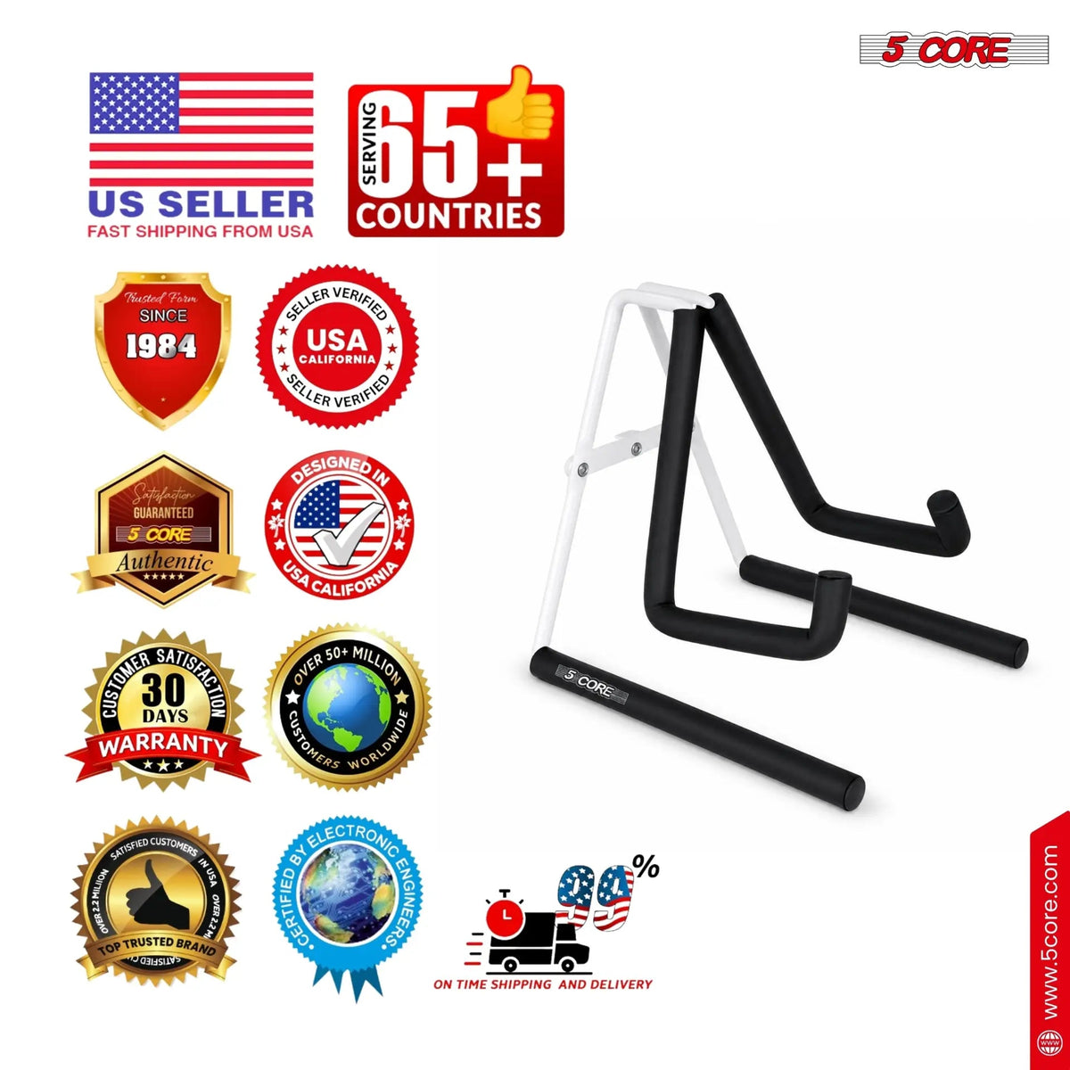 5 Core Ukulele Stand A Frame Metal Body w Soft Padded Arms Support Banjo Ukuleles Mini Guitar Violin White - HONORABLE VETERANS SOLUTIONS