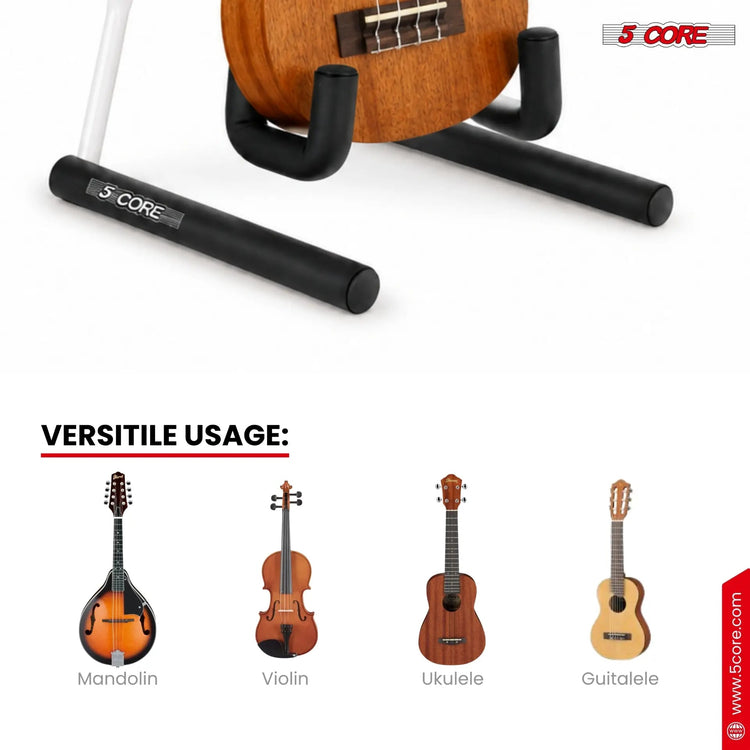 5 Core Ukulele Stand A Frame Metal Body w Soft Padded Arms Support Banjo Ukuleles Mini Guitar Violin White - HONORABLE VETERANS SOLUTIONS