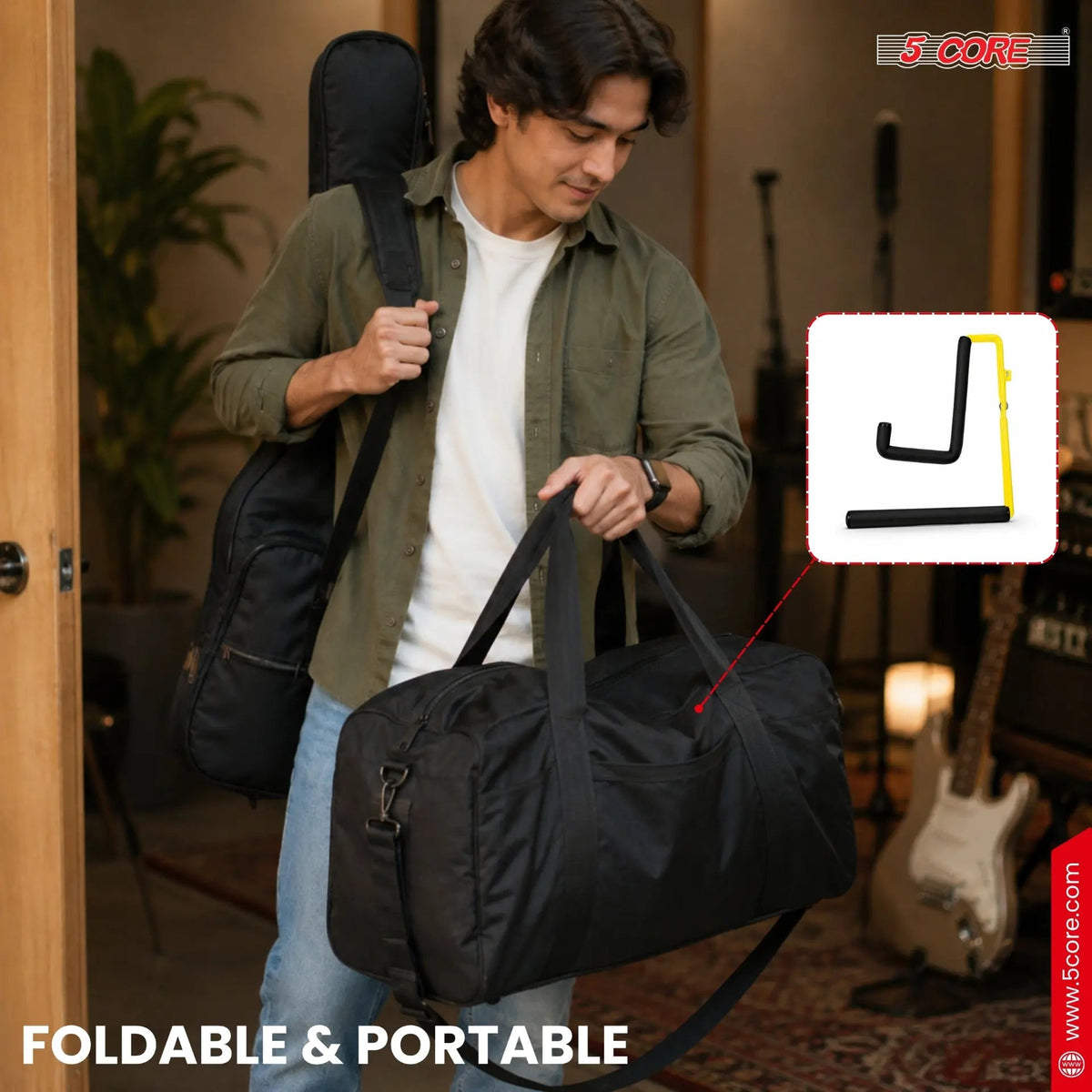 5 Core Ukulele Stand A Frame Metal Body w Soft Padded Arms Support Banjo Ukuleles Mini Guitar Violin Yellow - HONORABLE VETERANS SOLUTIONS