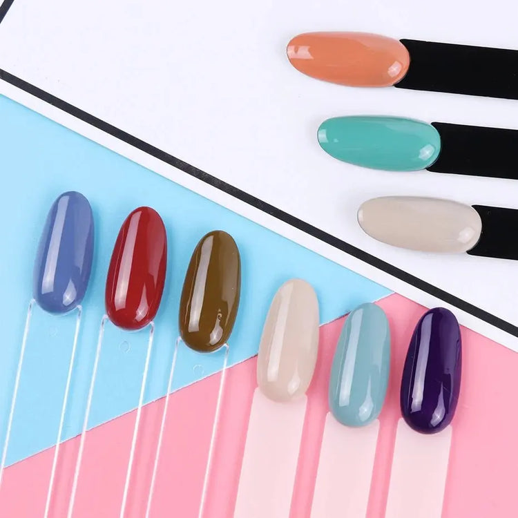 50pcs False Nail Display Tips Clear Nature Color Chart Oval Fan Style UV Gel Polish Swatch Shows Palette Practice Manicure Tools - HONORABLE VETERANS SOLUTIONS
