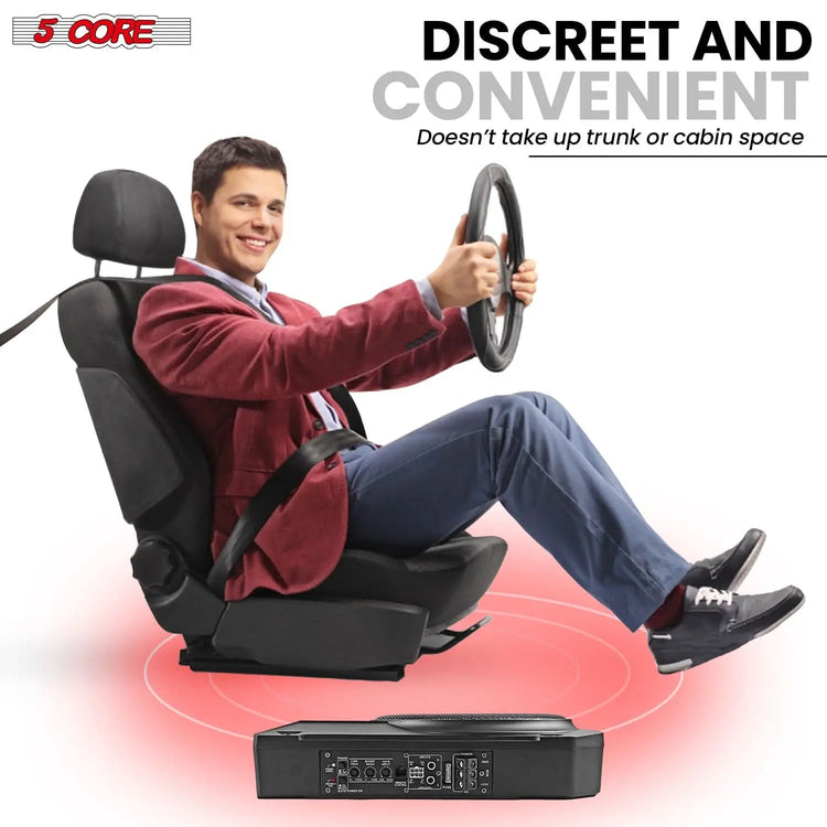 5Core 10 inch Slim Under Seat Car Audio Subwoofer 800W Built in Amplifier Sub Woofer Enclosure Box - HONORABLE VETERANS SOLUTIONS