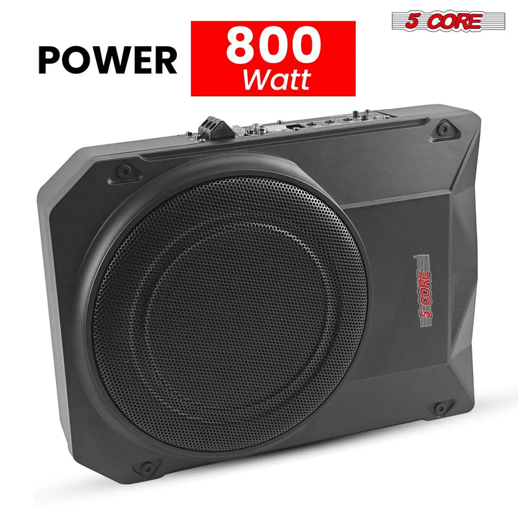 5Core 10 inch Slim Under Seat Car Audio Subwoofer 800W Built in Amplifier Sub Woofer Enclosure Box - HONORABLE VETERANS SOLUTIONS