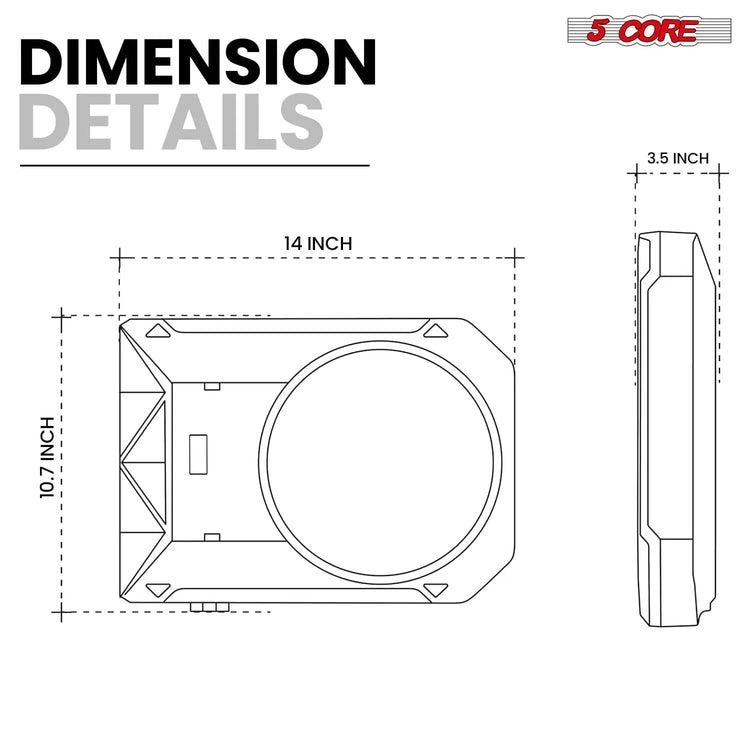 5Core 10 inch Slim Under Seat Car Audio Subwoofer 800W Built in Amplifier Sub Woofer Enclosure Box - HONORABLE VETERANS SOLUTIONS