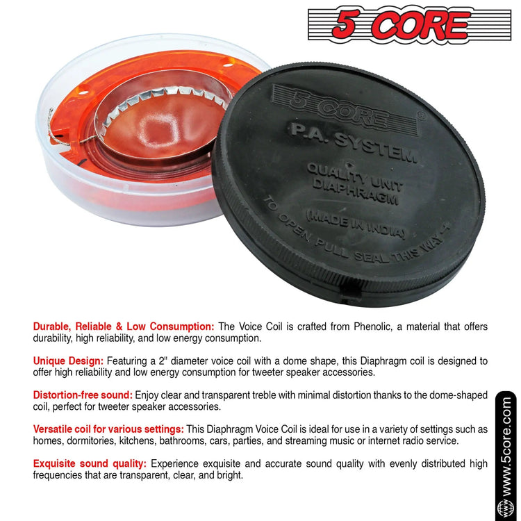 5Core 20x 2" Replacement Phenolic Tweeter Diaphragm Voice Coil High Pitch Horn - HONORABLE VETERANS SOLUTIONS