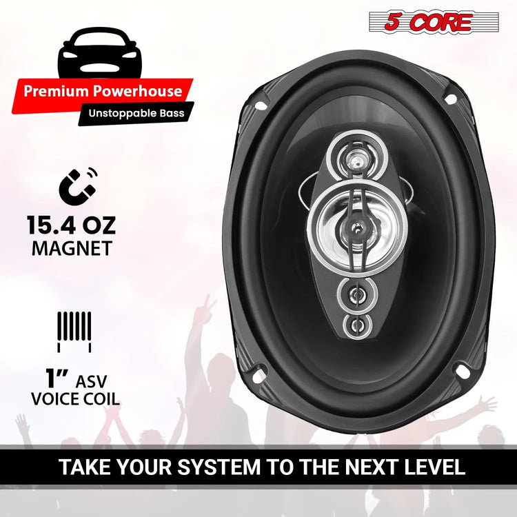 5Core 6x9 Car Speaker 4Pcs 800W 4Ohm 2 Way Coaxial Speaker Audio w Super Tweeter Fit for Vehicle - HONORABLE VETERANS SOLUTIONS