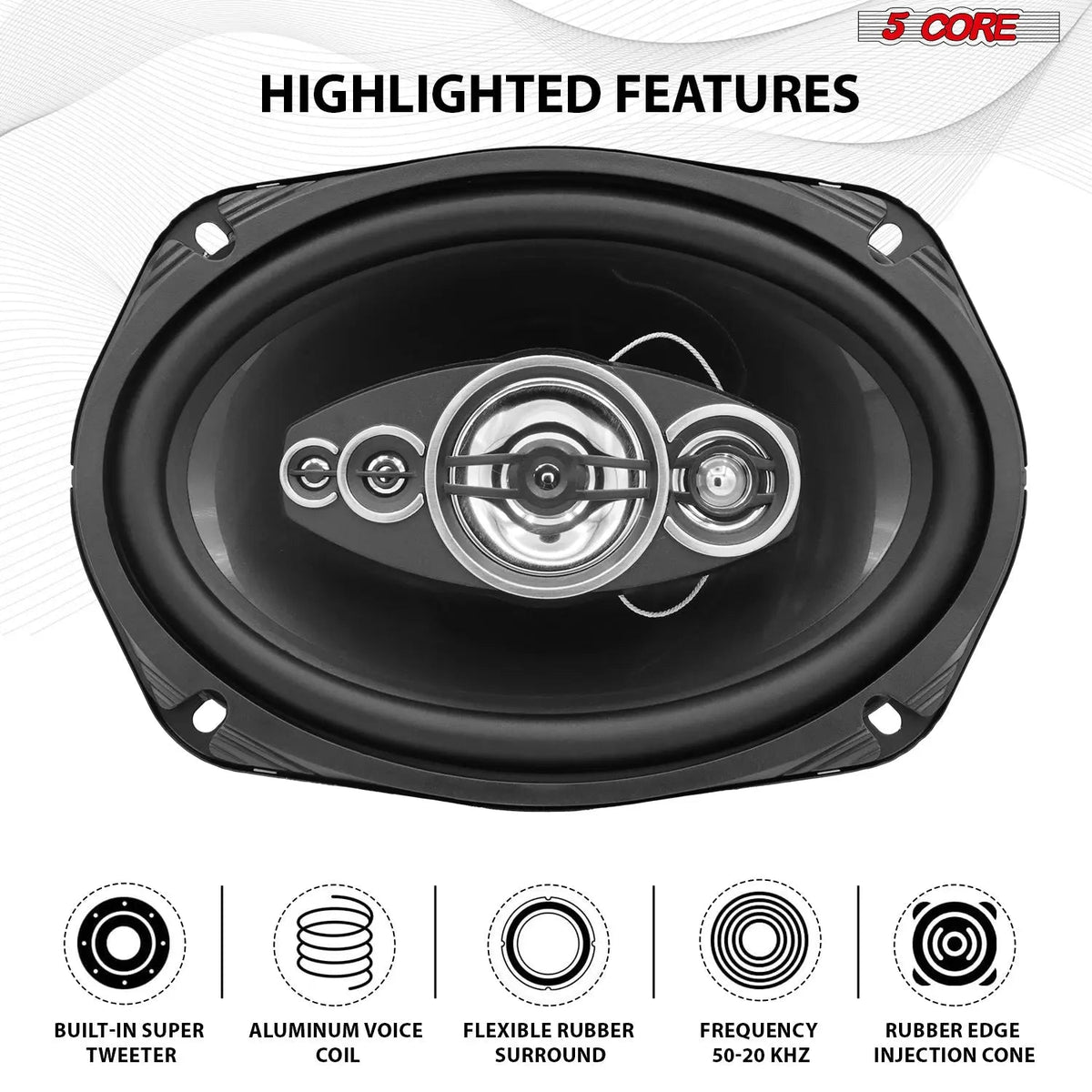 5Core 6x9 Car Speaker 4Pcs 800W 4Ohm 2 Way Coaxial Speaker Audio w Super Tweeter Fit for Vehicle - HONORABLE VETERANS SOLUTIONS