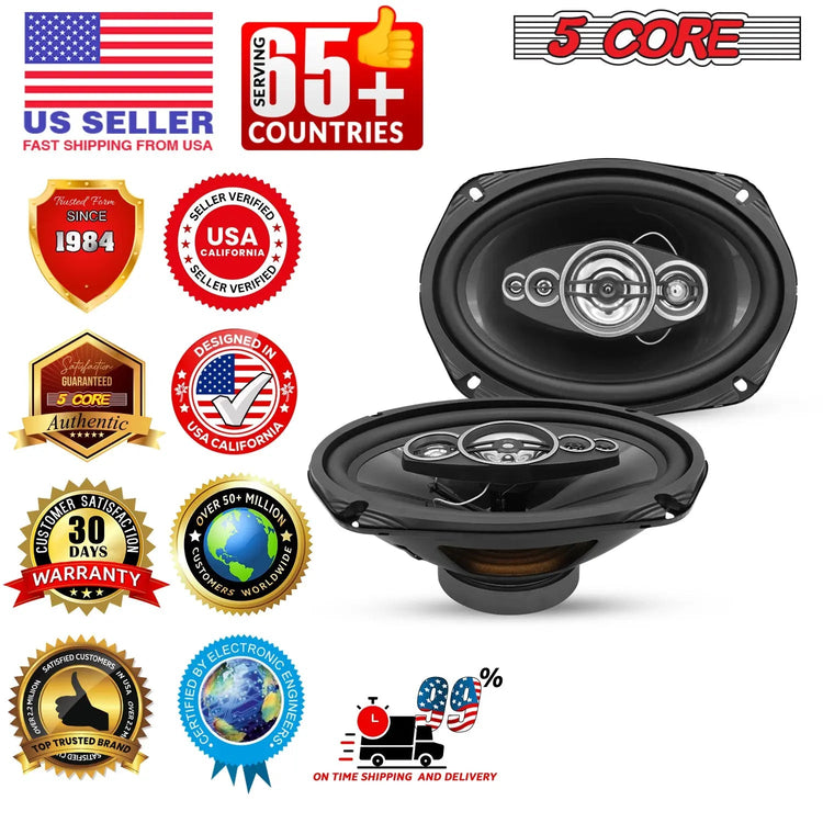5Core 6x9 Car Speaker 4Pcs 800W 4Ohm 2 Way Coaxial Speaker Audio w Super Tweeter Fit for Vehicle - HONORABLE VETERANS SOLUTIONS