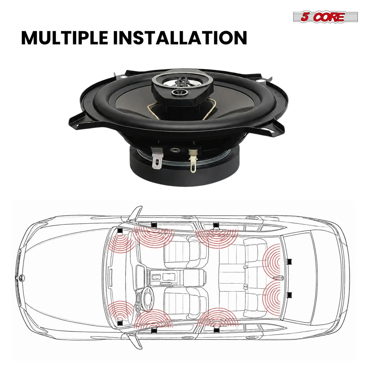 5Core Coaxial Car Door Speakers 5.25” 2Pair 350W 4Ohm 2 Way Component Subwoofer Audio w Super Tweeter - HONORABLE VETERANS SOLUTIONS