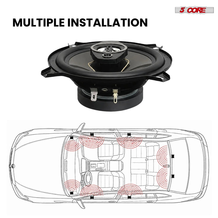 5Core Coaxial Car Door Speakers 5.25” 2Pair 350W 4Ohm 2 Way Component Subwoofer Audio w Super Tweeter - HONORABLE VETERANS SOLUTIONS