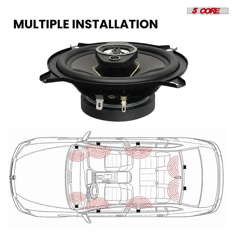 5Core Coaxial Car Door Speakers 5.25” 2Pair 350W 4Ohm 2 Way Component Subwoofer Audio w Super Tweeter - HONORABLE VETERANS SOLUTIONS