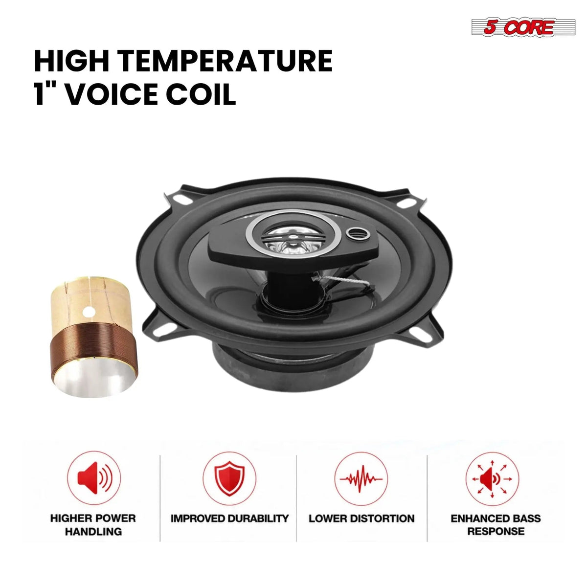 5Core Coaxial Car Door Speakers 5.25” 2Pair 350W 4Ohm 2 Way Component Subwoofer Audio w Super Tweeter - HONORABLE VETERANS SOLUTIONS