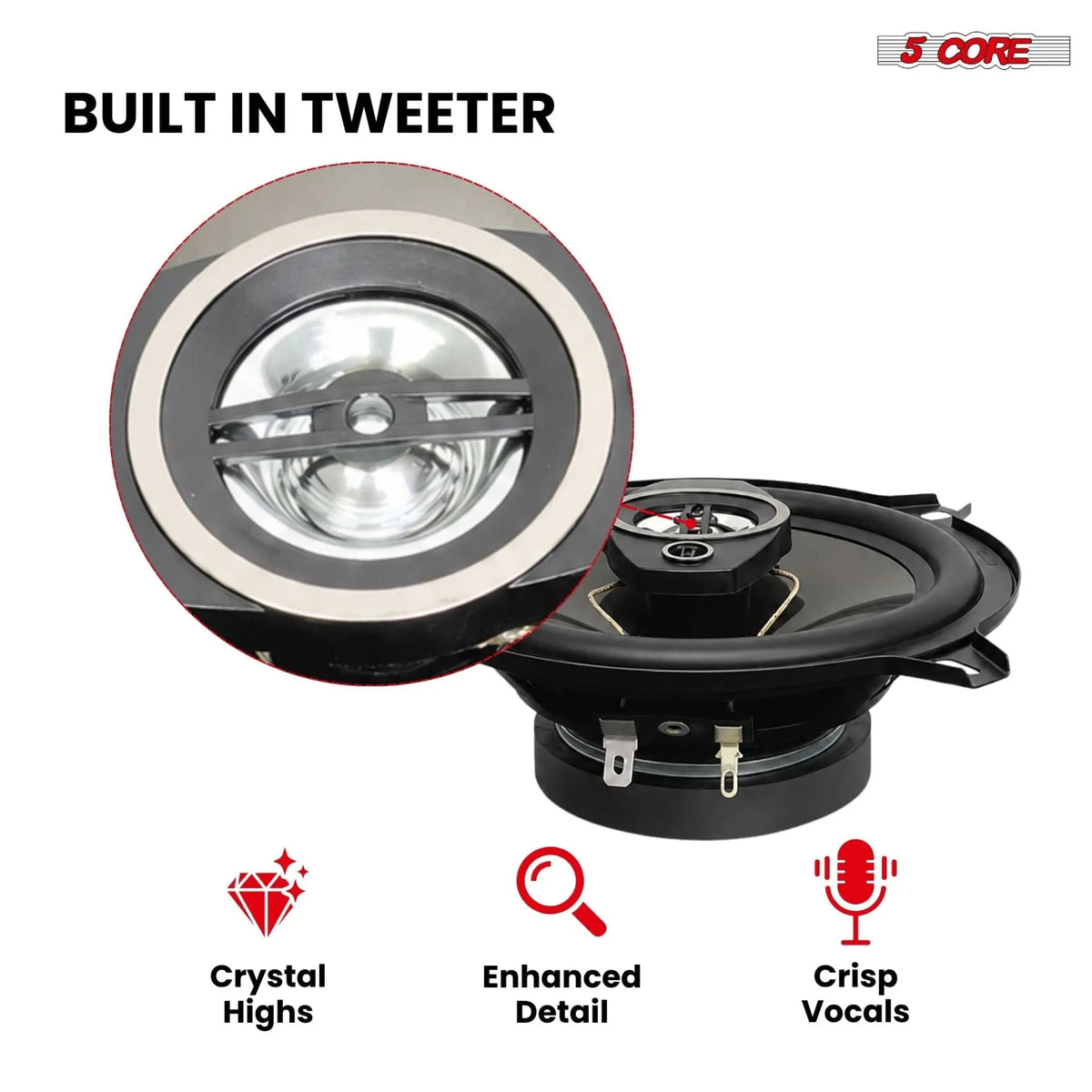 5Core Coaxial Car Door Speakers 5.25” Pair 350W 4Ohm 2 Way Component Subwoofer Audio w Super Tweeter - HONORABLE VETERANS SOLUTIONS