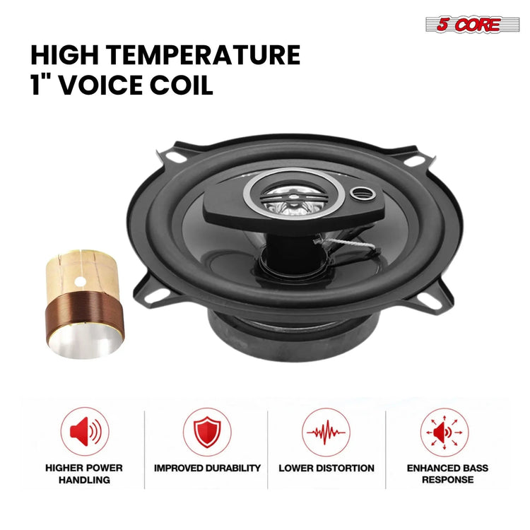 5Core Coaxial Car Door Speakers 5.25” Pair 350W 4Ohm 2 Way Component Subwoofer Audio w Super Tweeter - HONORABLE VETERANS SOLUTIONS