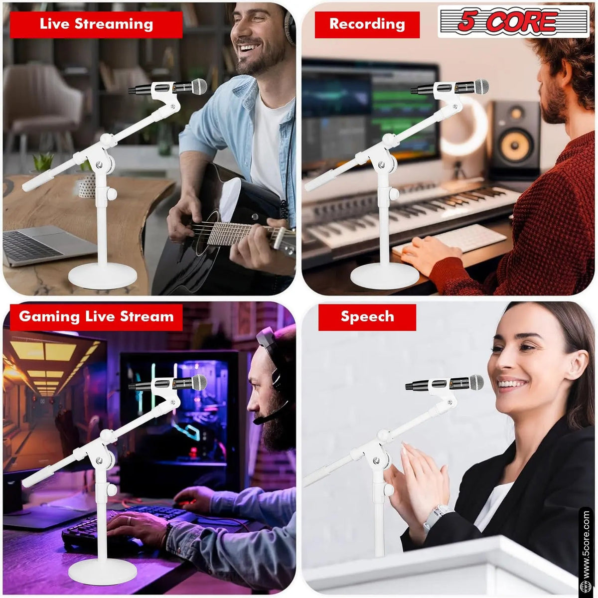 5Core Desktop Mic Stand Round Base Universal Desk Microphone Holder Table Top Stands - HONORABLE VETERANS SOLUTIONS