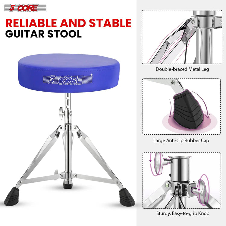5Core Drum Throne Adjustable Guitar Stool Padded Seat + Drum Practice Pad Snare Drumming Stand - HONORABLE VETERANS SOLUTIONS