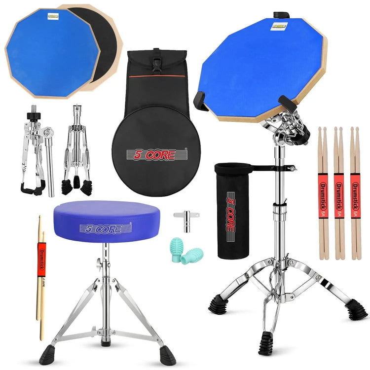 5Core Drum Throne Adjustable Guitar Stool Padded Seat + Drum Practice Pad Snare Drumming Stand - HONORABLE VETERANS SOLUTIONS