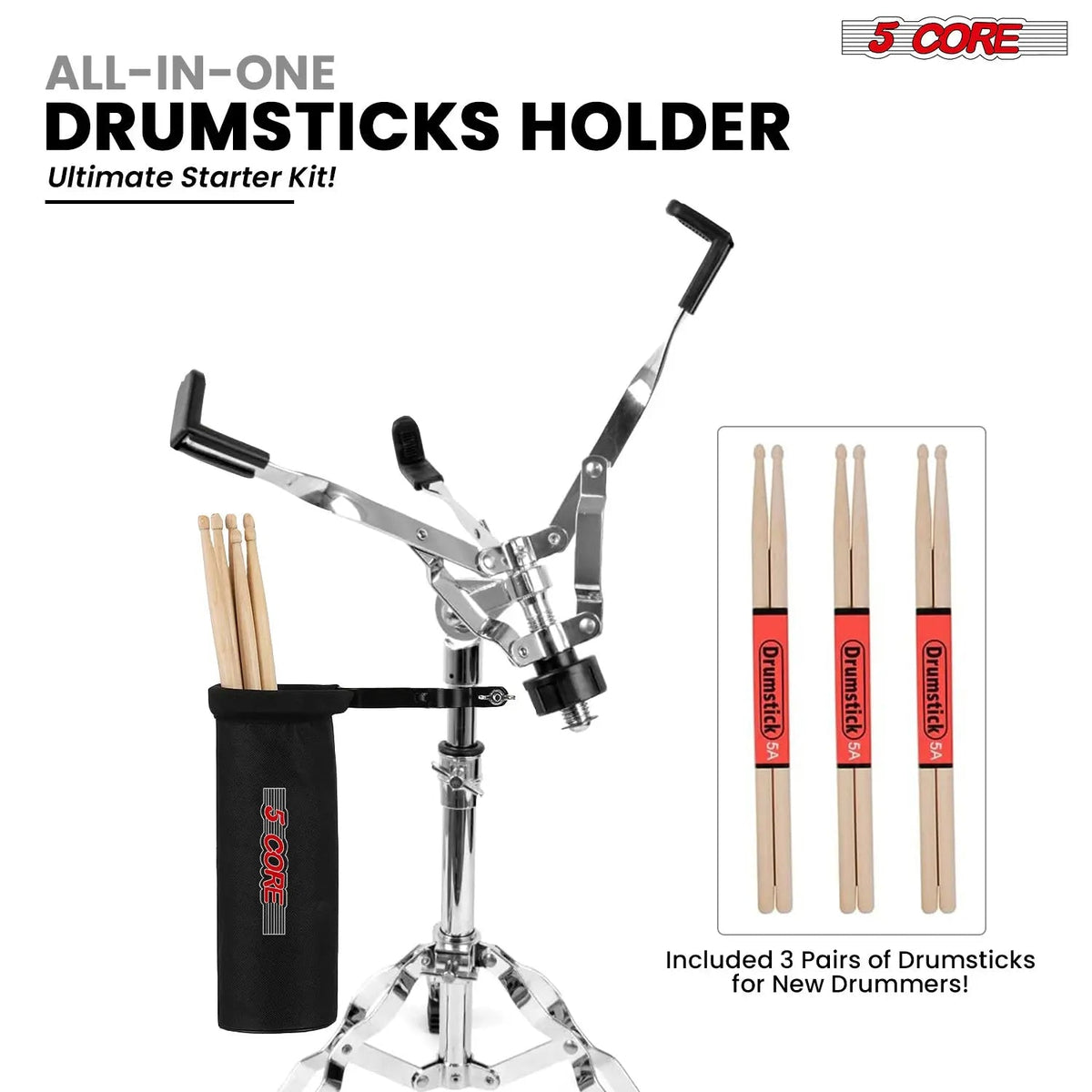 5Core Drum Throne Adjustable Guitar Stool Padded Seat + Drum Practice Pad Snare Drumming Stand - HONORABLE VETERANS SOLUTIONS