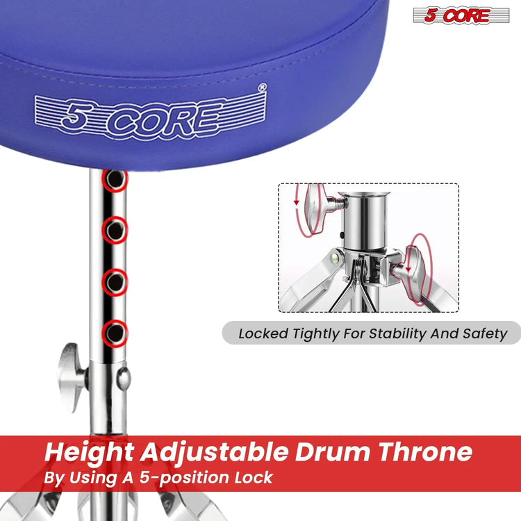 5Core Drum Throne Adjustable Guitar Stool Padded Seat + Drum Practice Pad Snare Drumming Stand - HONORABLE VETERANS SOLUTIONS