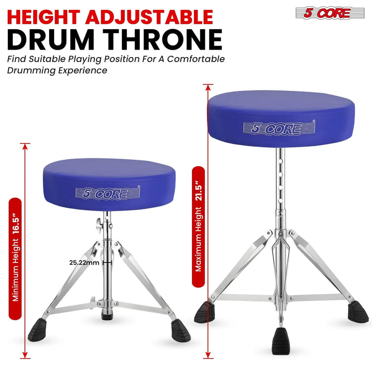5Core Drum Throne Adjustable Guitar Stool Padded Seat + Drum Practice Pad Snare Drumming Stand - HONORABLE VETERANS SOLUTIONS