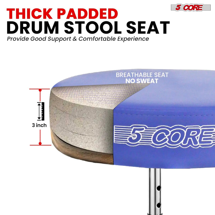 5Core Drum Throne Adjustable Guitar Stool Padded Seat + Drum Practice Pad Snare Drumming Stand - HONORABLE VETERANS SOLUTIONS