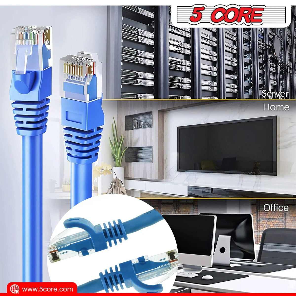5Core Ethernet Cable High Speed Cat6 Network Cord RJ45 Fastest LAN Extension Cable Para Internet - HONORABLE VETERANS SOLUTIONS