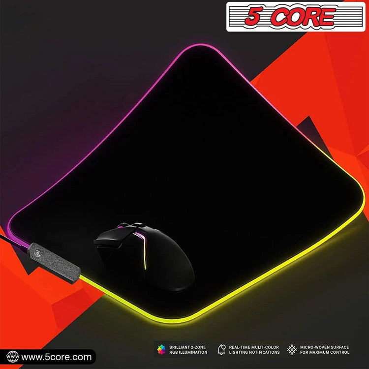 5Core Gaming Mouse Pad RGB 12 Light Modes 2 Zone Desk Mouse Mat w Rubber Base - HONORABLE VETERANS SOLUTIONS